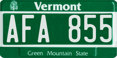 VT license plate AFA855