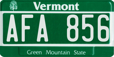 VT license plate AFA856