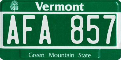 VT license plate AFA857