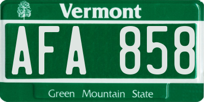 VT license plate AFA858