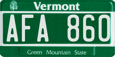 VT license plate AFA860