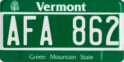 VT license plate AFA862