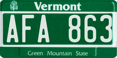 VT license plate AFA863