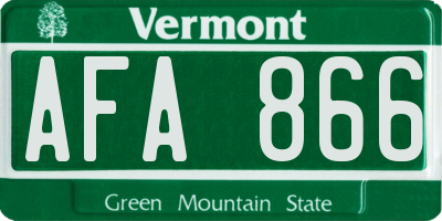 VT license plate AFA866