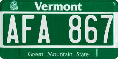 VT license plate AFA867