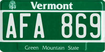 VT license plate AFA869