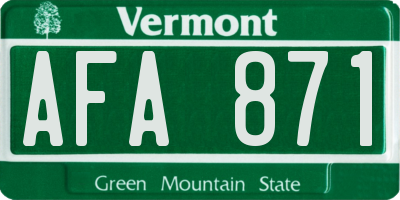 VT license plate AFA871