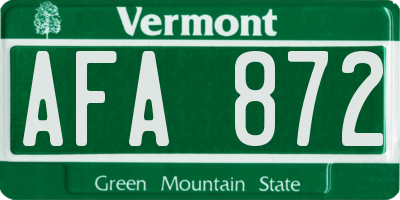 VT license plate AFA872