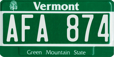 VT license plate AFA874