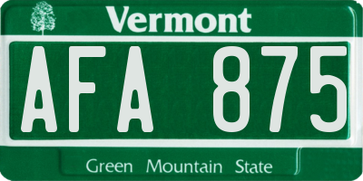 VT license plate AFA875