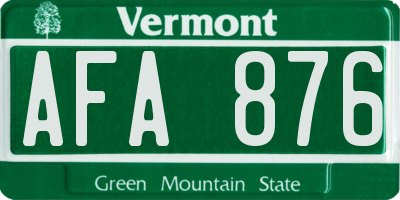 VT license plate AFA876