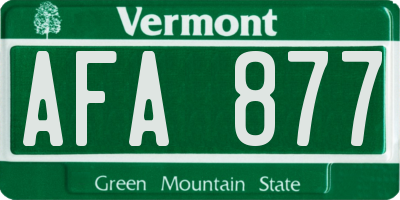 VT license plate AFA877