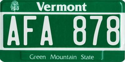 VT license plate AFA878