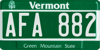 VT license plate AFA882