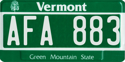 VT license plate AFA883