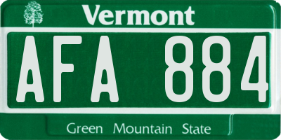 VT license plate AFA884