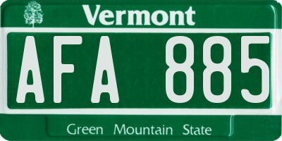 VT license plate AFA885