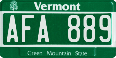 VT license plate AFA889
