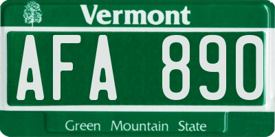 VT license plate AFA890