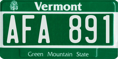 VT license plate AFA891