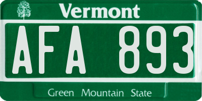 VT license plate AFA893