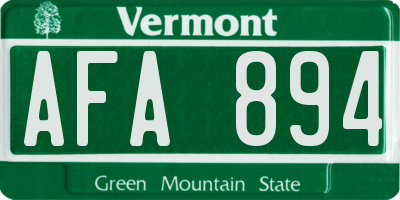 VT license plate AFA894