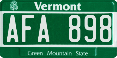 VT license plate AFA898