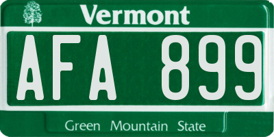 VT license plate AFA899