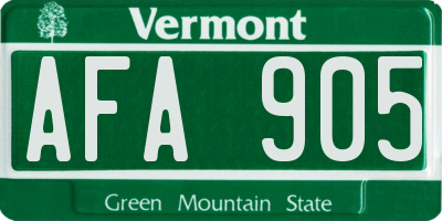 VT license plate AFA905