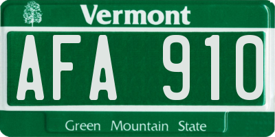 VT license plate AFA910