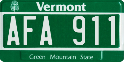 VT license plate AFA911