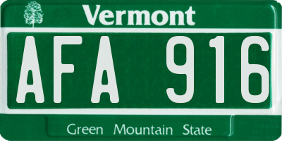 VT license plate AFA916