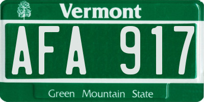 VT license plate AFA917