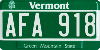 VT license plate AFA918