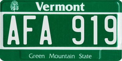 VT license plate AFA919