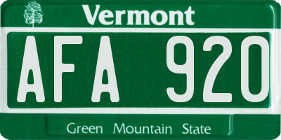VT license plate AFA920