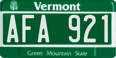 VT license plate AFA921