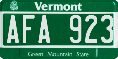 VT license plate AFA923