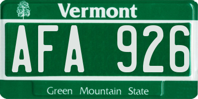 VT license plate AFA926