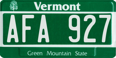 VT license plate AFA927