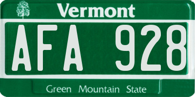 VT license plate AFA928