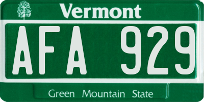 VT license plate AFA929