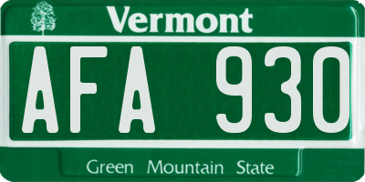 VT license plate AFA930
