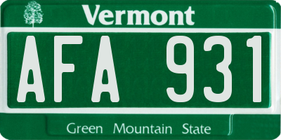 VT license plate AFA931