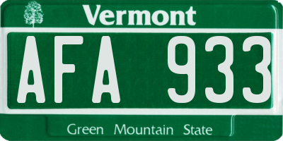VT license plate AFA933