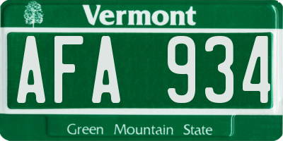 VT license plate AFA934