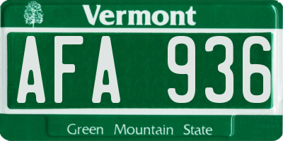 VT license plate AFA936