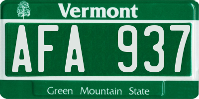 VT license plate AFA937