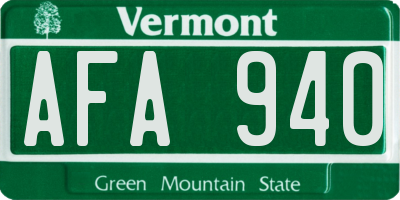VT license plate AFA940