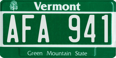 VT license plate AFA941